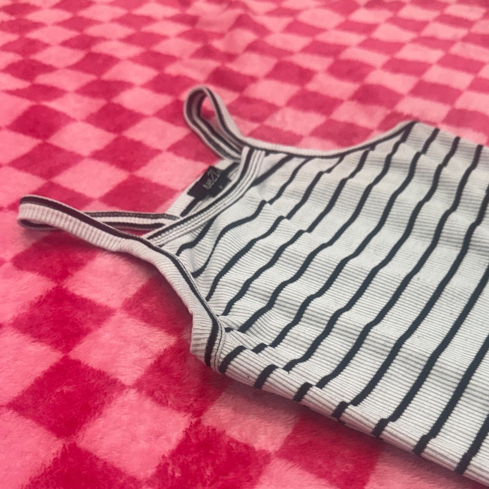 Rue21 White and Black Striped Ribbed Tank - Picture 3 of 5
